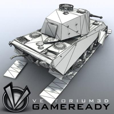 3D Model of Game Ready Low Poly King Tiger model - 3D Render 5